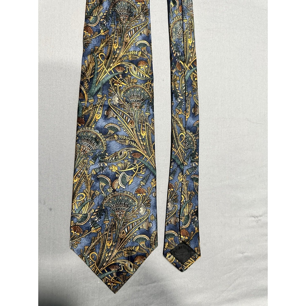 VTG Ferrell Reed Blue/Gold‎ Paisley Neck Tie Silk